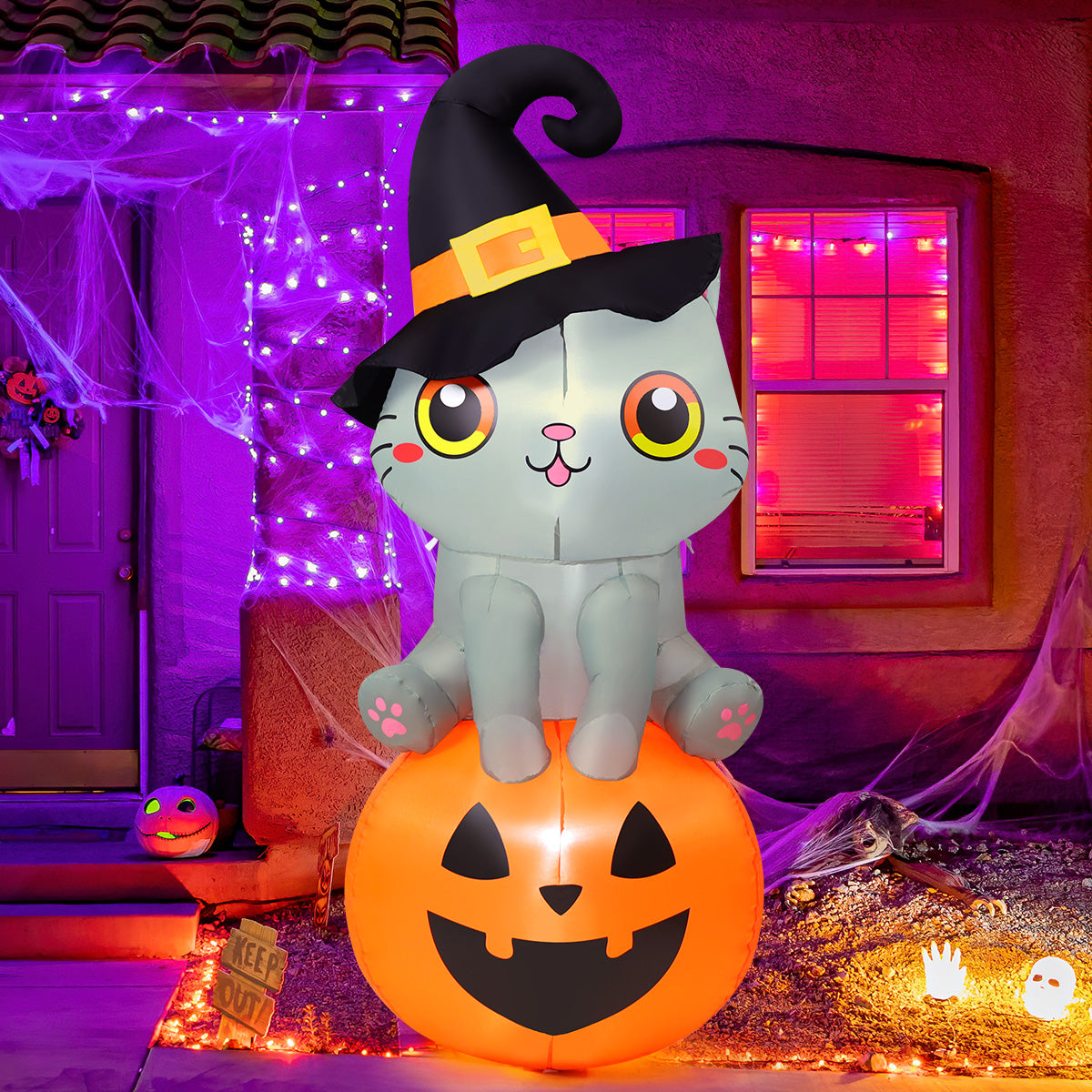 6 ft Cat on Pumpkin Inflatable