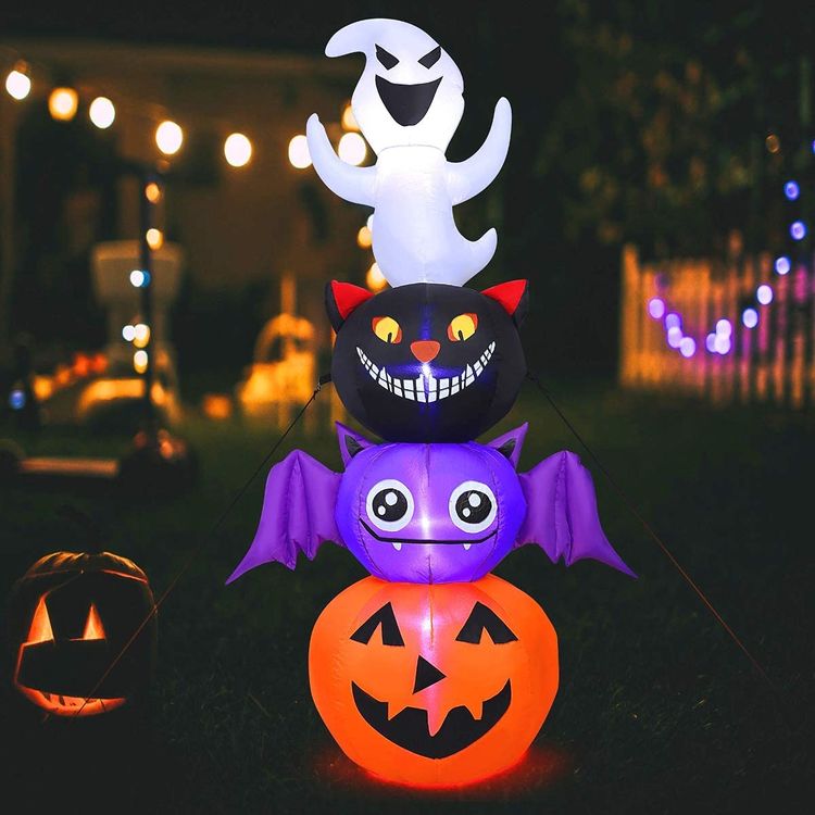 6 ft Inflatable Ghost With Pumpkin-Bat-Cat