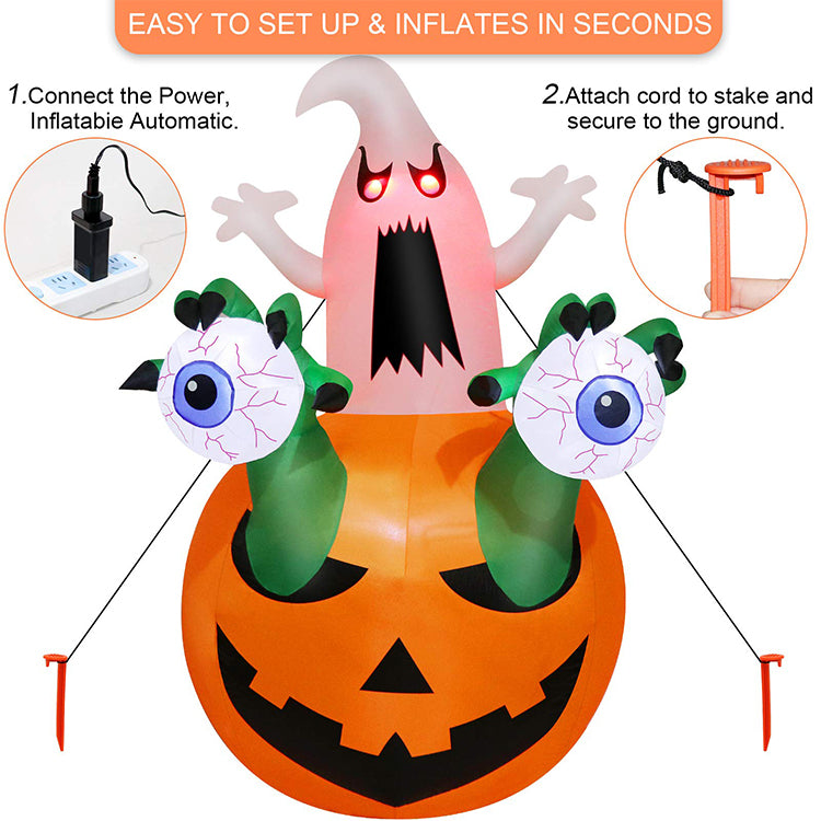 6.2 ft Ghost Pumpkin Monster Inflatable