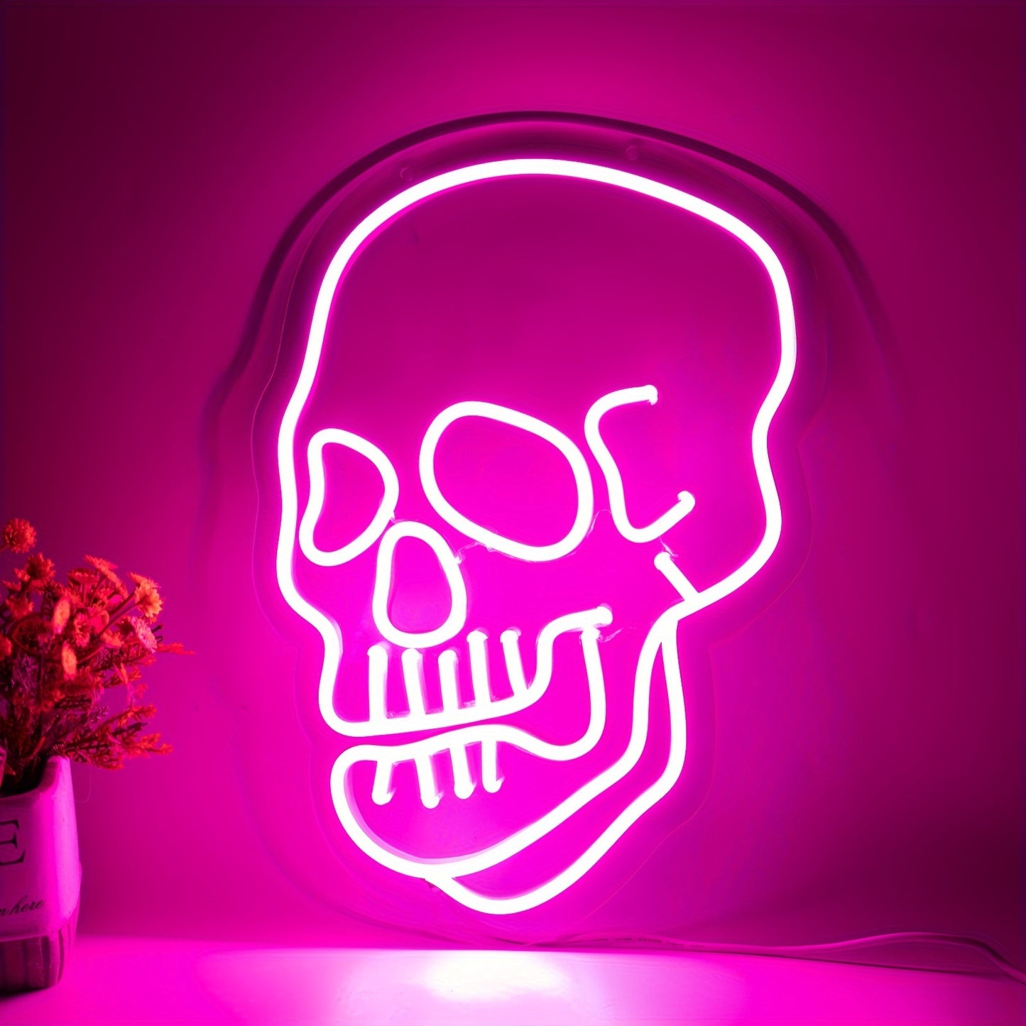 Halloween Skull Pink Neon Light