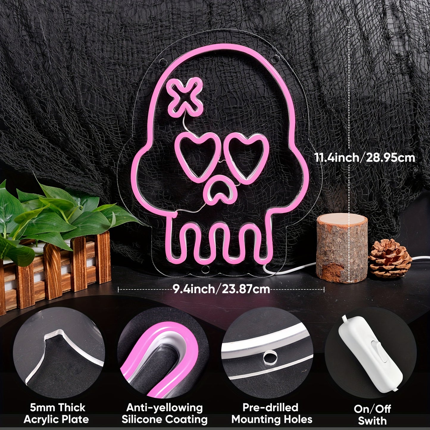 Skull Pink Neon Light