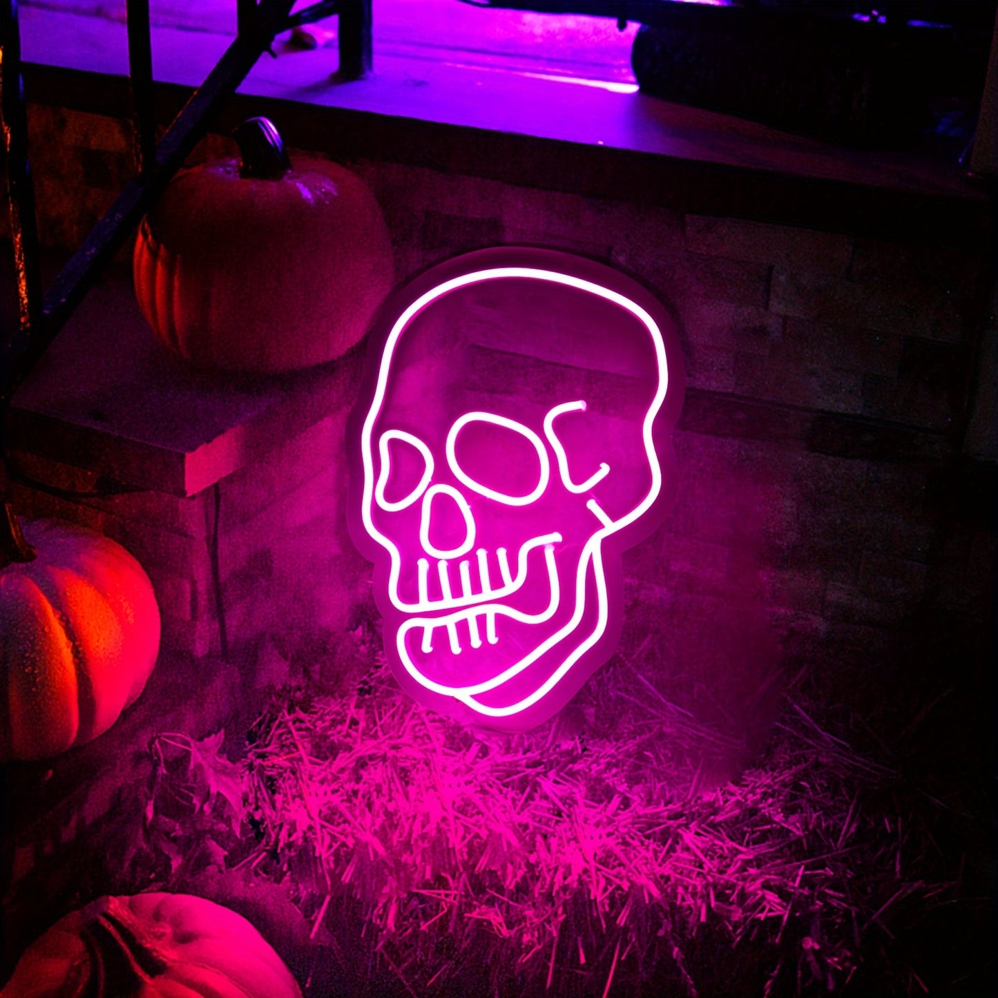 Halloween Skull Pink Neon Light