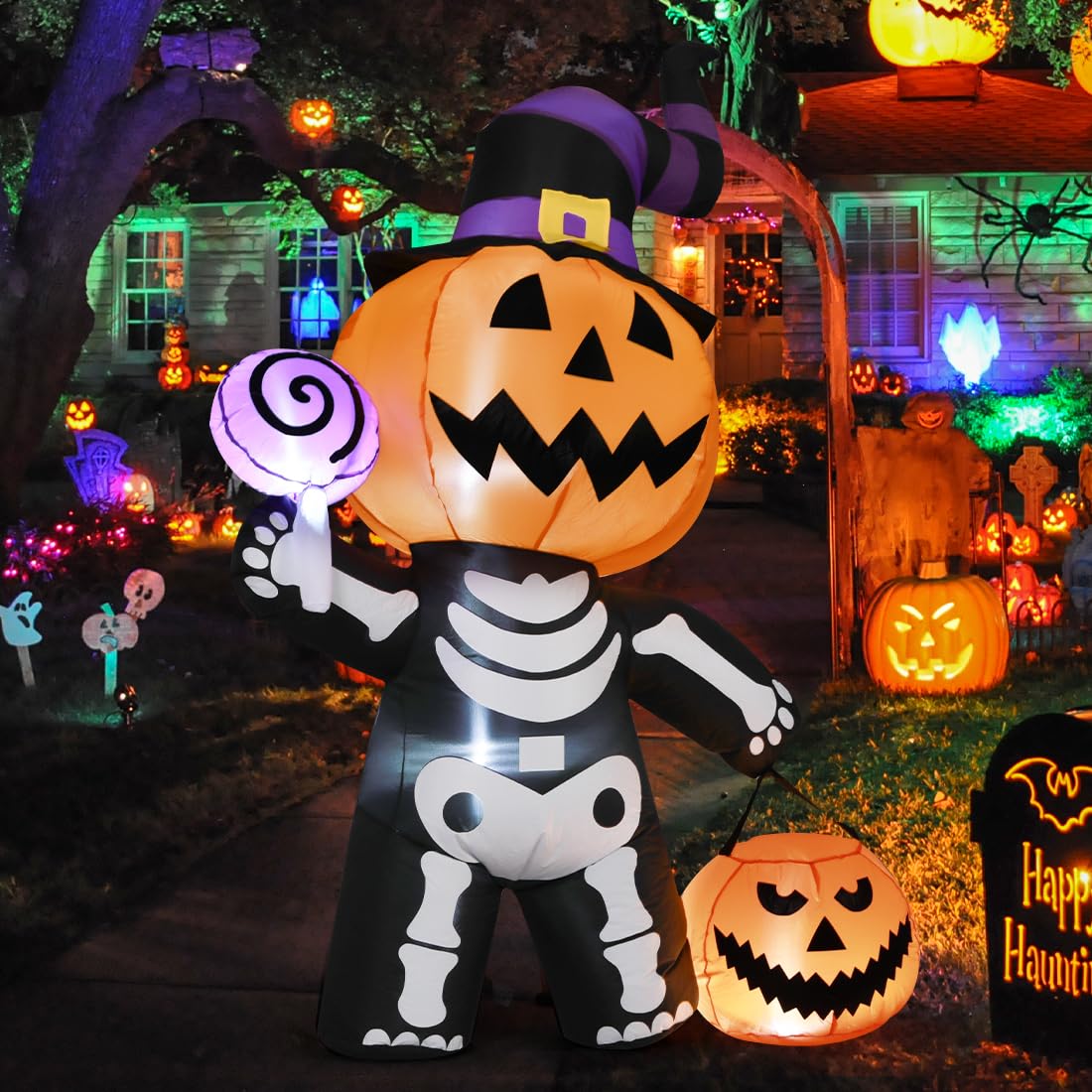 6 ft Pumpkin Skeleton Inflatable