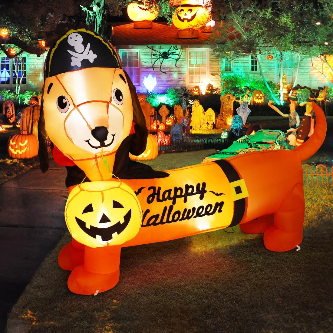 5 ft Long Pirate Wiener Dog Inflatable