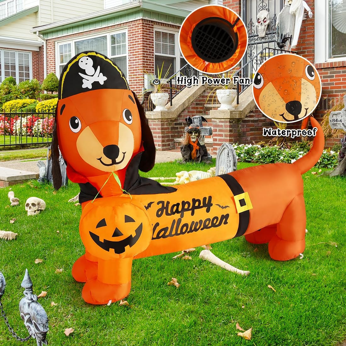 5 ft Long Pirate Wiener Dog Inflatable