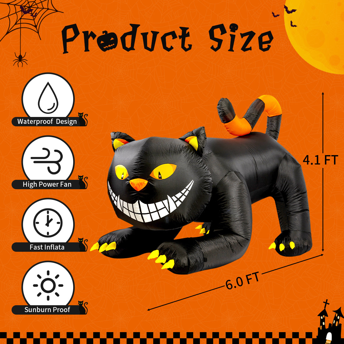 6 ft Black Cat Inflatable