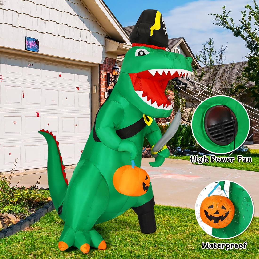 7 ft Pirate Dinosaur Inflatable