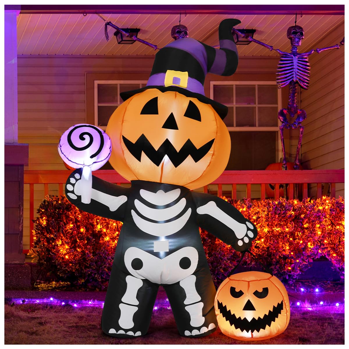 6 ft Pumpkin Skeleton Inflatable