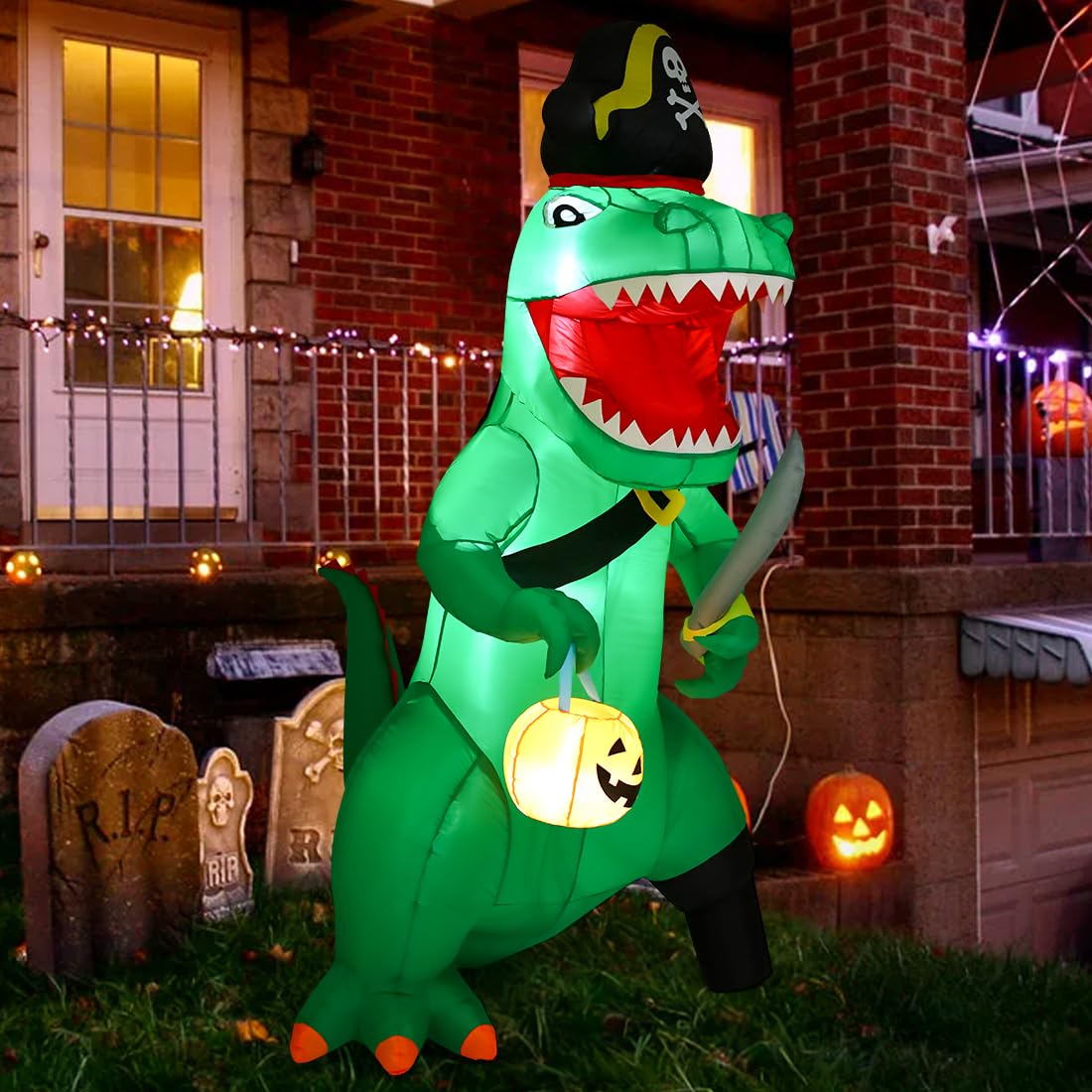 7 ft Pirate Dinosaur Inflatable