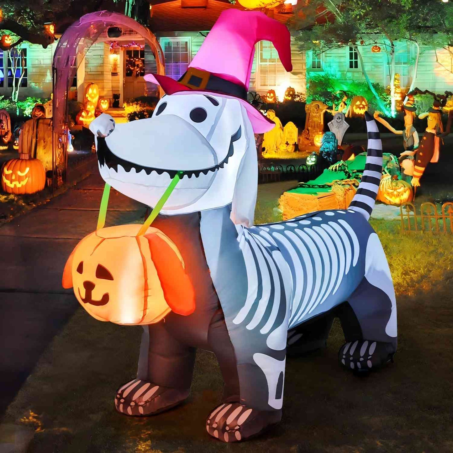 5.7 ft Long Skeleton Dog Inflatable