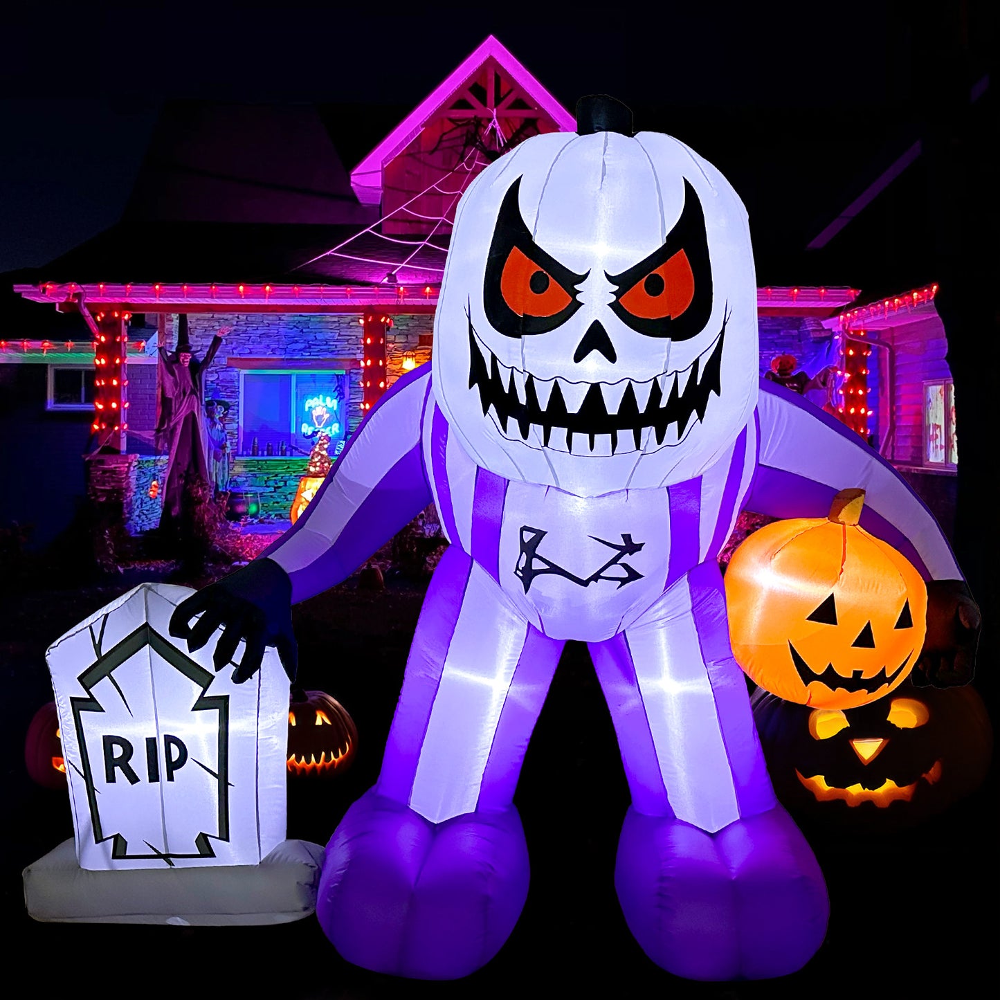 6 ft White Pumpkin Head Inflatable