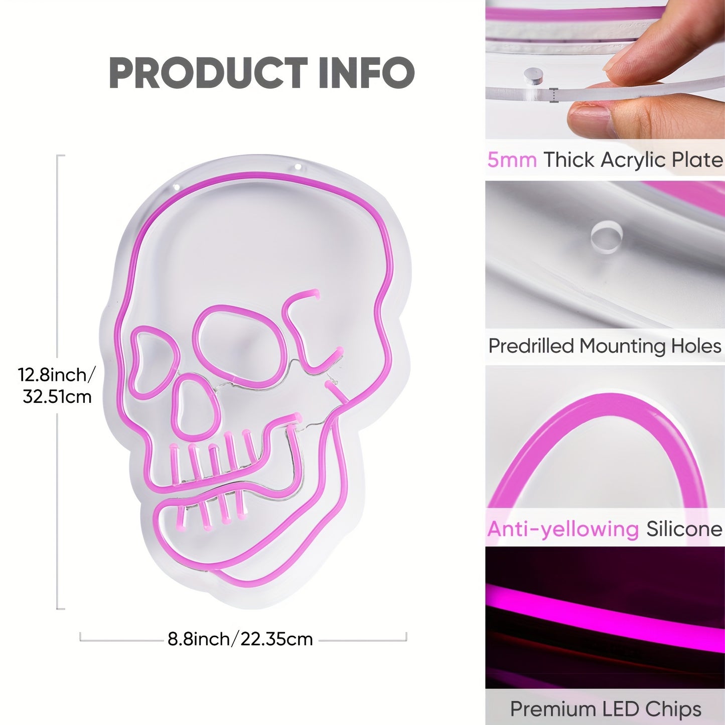 Halloween Skull Pink Neon Light